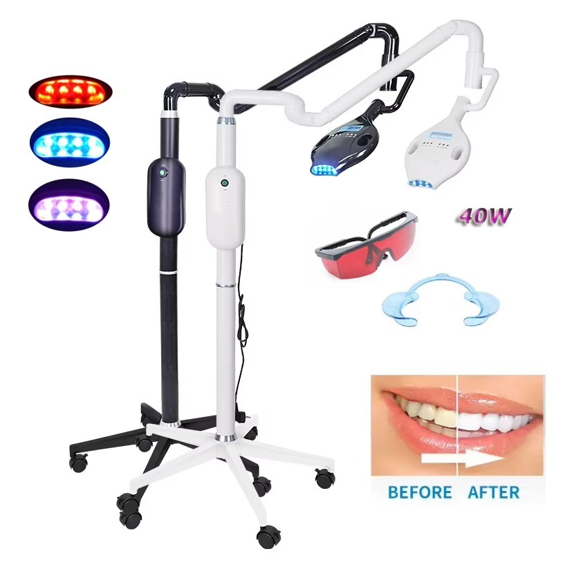 40W Teeth Whitening Light 460-490nm Blue Light Dental Bleaching System with Wheels for Clinic Beauty Center