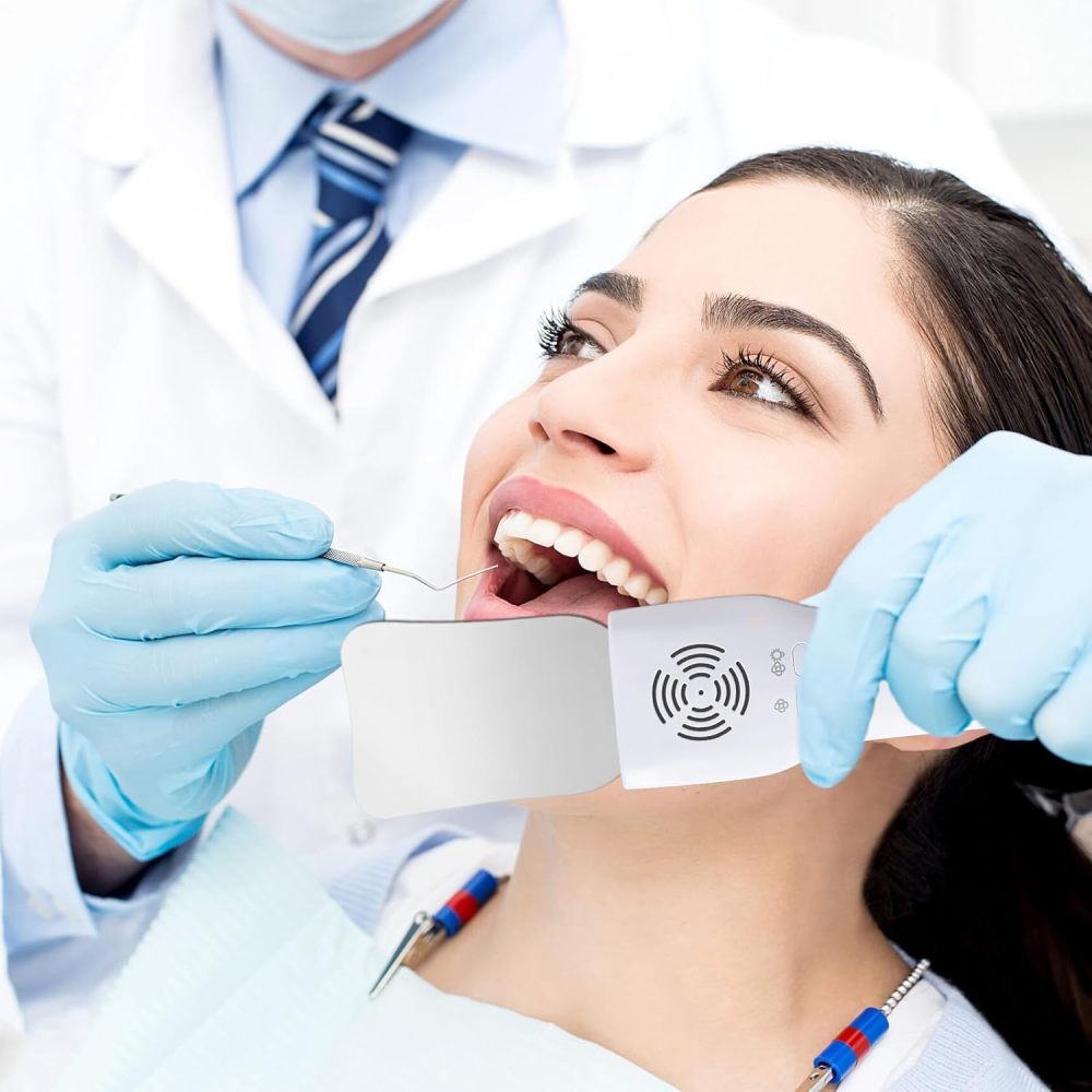 Fog-Free Dental Occlusal Photographic Mirror Device with 4 Rhodium Intraoral Reflective Mirrors for Dentistry, Anti-Fog Fan and LED Lighting Handle with Plated Glass Reflectors Oral Inspection Kit