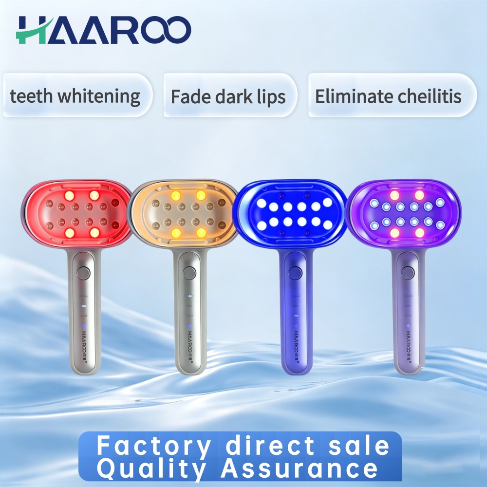 Handheld Teeth Whitening Device 16 LED 3 Color Light Cheilitis Therapy Fade Dark Lips 460nm 650nm 565nm 4 Modes
