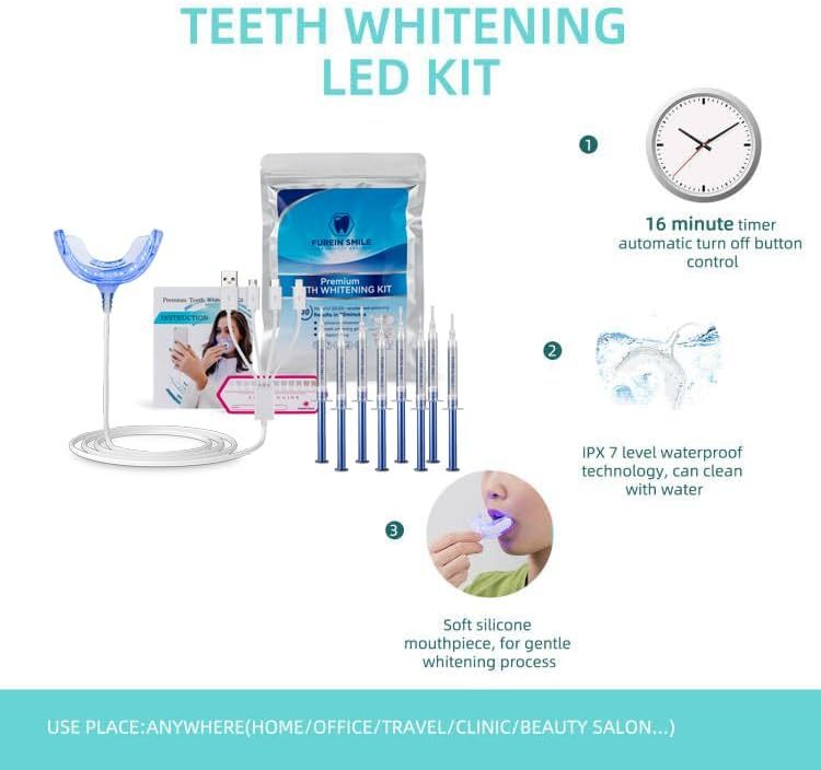 Teeth Whitening Kit with 32xLED Light Professional Complete at Home Smart Phone Whitening System - Best Tooth Whitener Gel Refill - Safely Connected with iPhone/Android/USB for Home Use