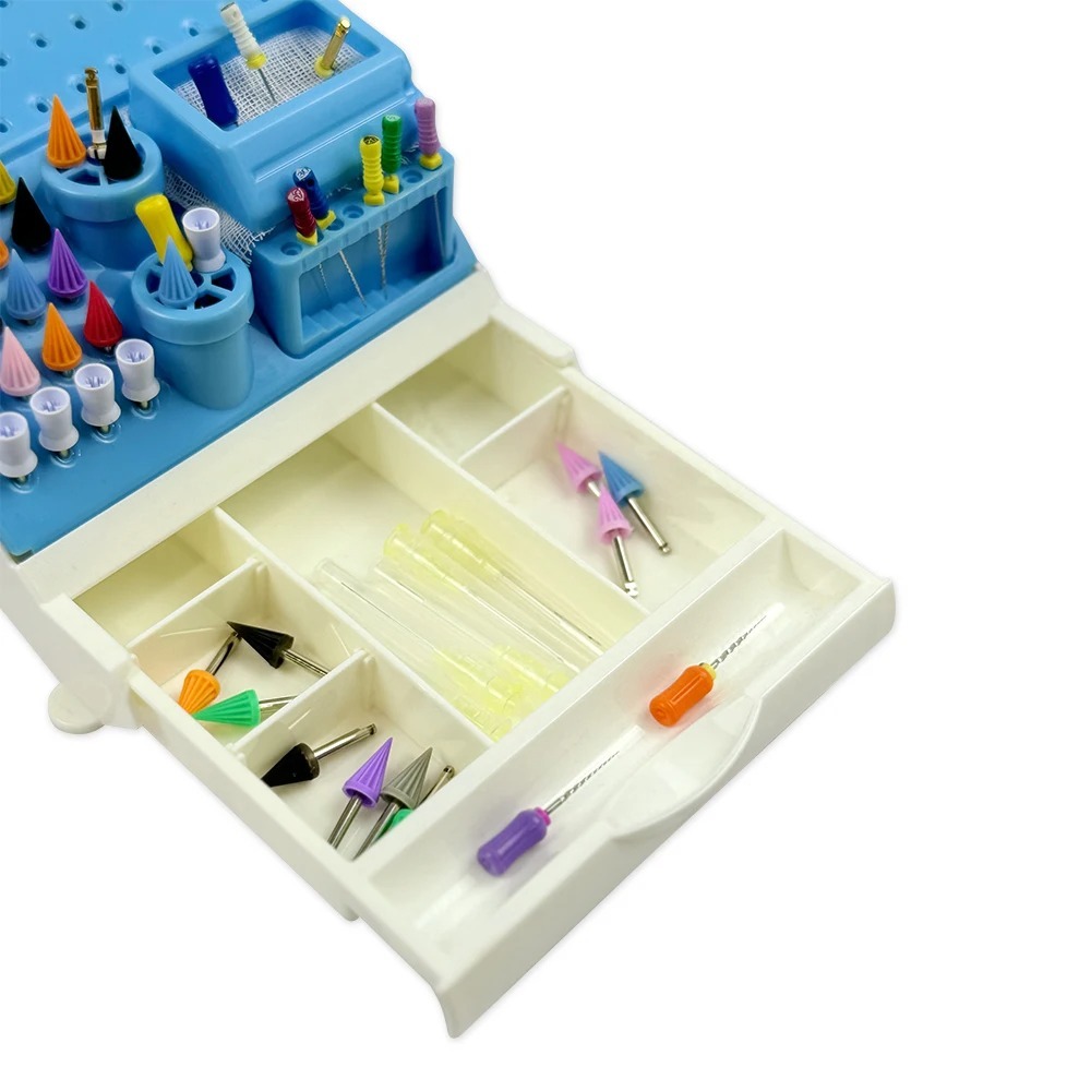 Multifunctional Dental Burs Drill Disinfection Holder Plastic Drill Bit Burs Organizer With Drawer Container Dentistry Storage