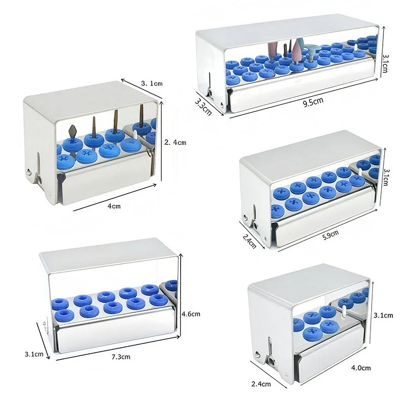 5PCS/Set  6/10/12/ 8/30 Holes Dental Bur Holder Sterilizer Endo File Disinfection Box Organizer 135℃ Autoclavable Sterilizable Lab Tools