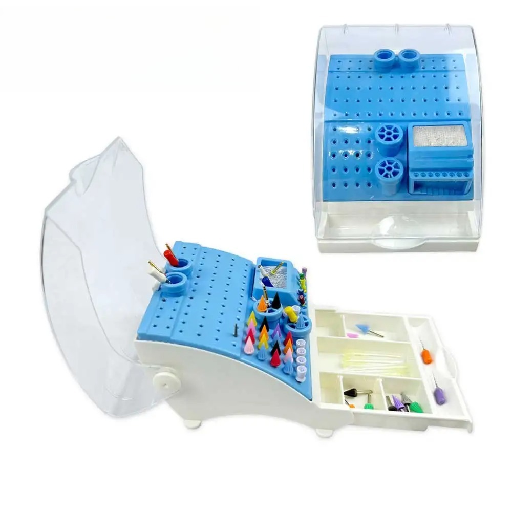 Multifunctional Dental Burs Drill Disinfection Holder Plastic Drill Bit Burs Organizer With Drawer Container Dentistry Storage