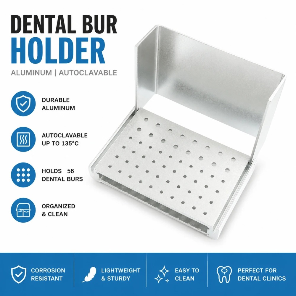 3pcs  56 Holes blue gold silver  Dental Burs Holder Burs Cleaning Stand Box Case Autoclave Aluminum Sterilizable for FG RA Burs Dentistry