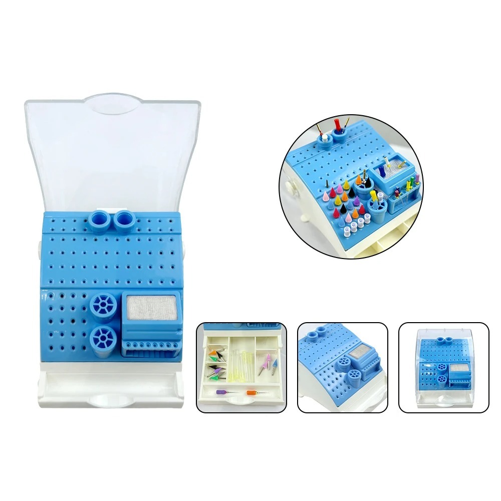 Multifunctional Dental Burs Drill Disinfection Holder Plastic Drill Bit Burs Organizer With Drawer Container Dentistry Storage