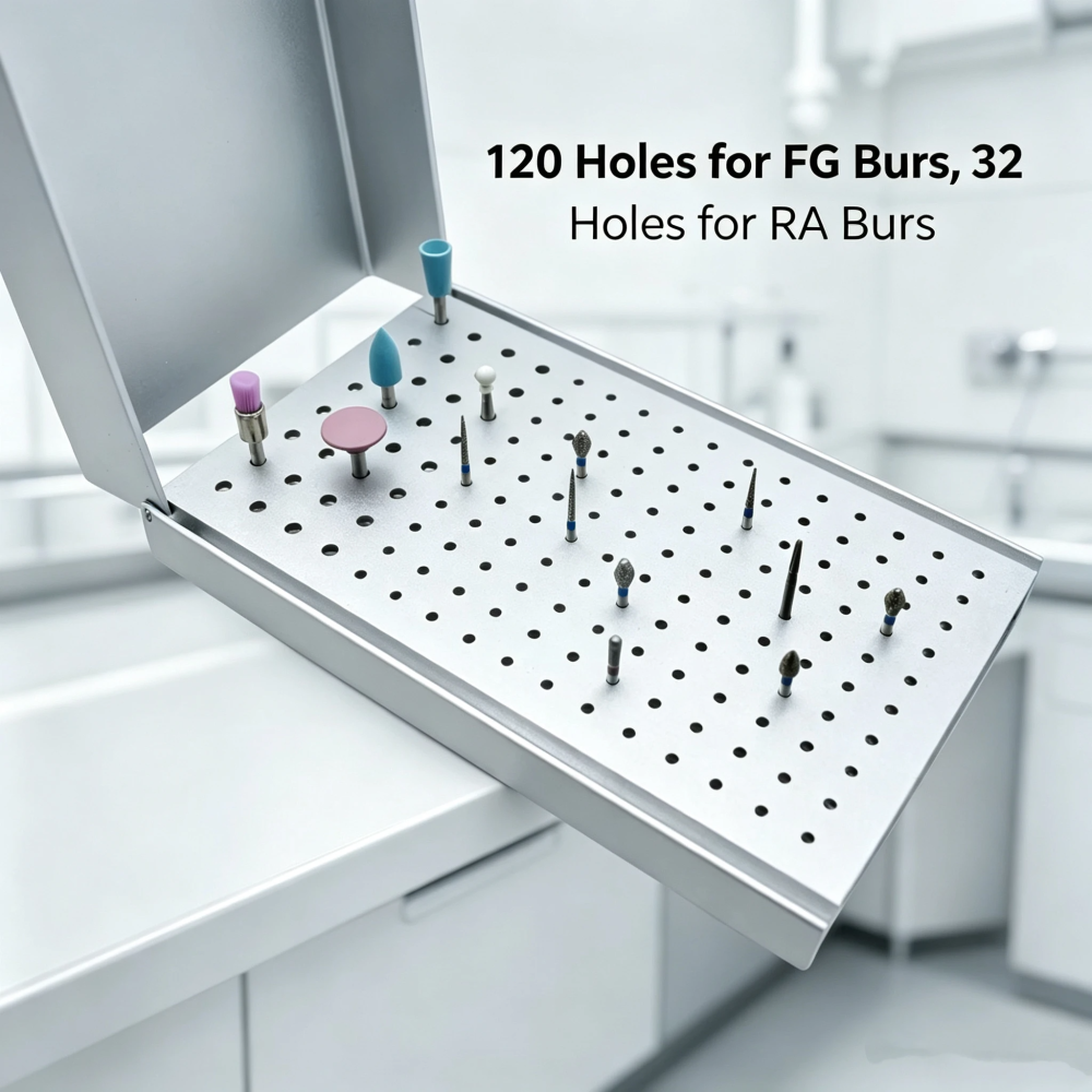 2pcs /set blue silver color Dental 152 Points Bur Holder Disinfection Case Cleaning Stand Autoclave Sterilizer For High/Low Speed Dental Burs