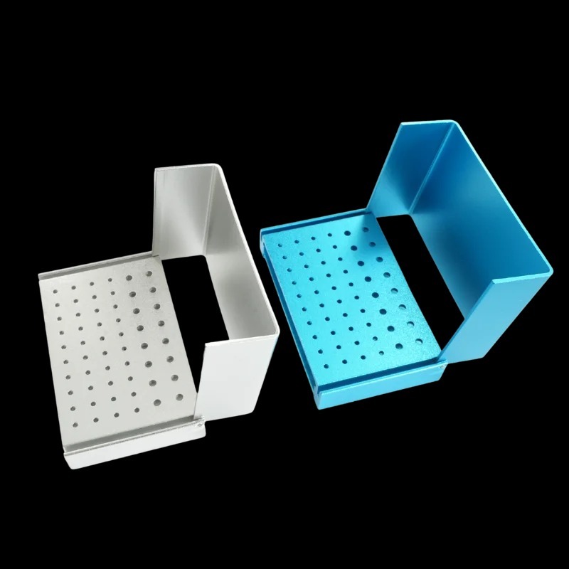 3pcs  56 Holes blue gold silver  Dental Burs Holder Burs Cleaning Stand Box Case Autoclave Aluminum Sterilizable for FG RA Burs Dentistry