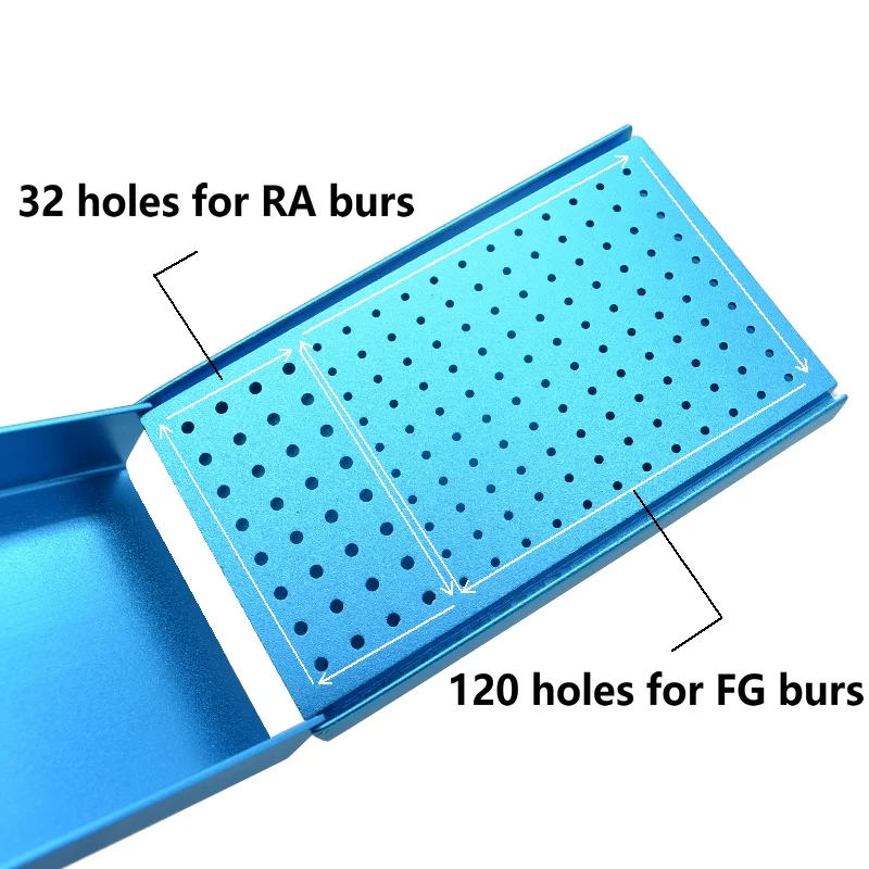2pcs /set blue silver color Dental 152 Points Bur Holder Disinfection Case Cleaning Stand Autoclave Sterilizer For High/Low Speed Dental Burs