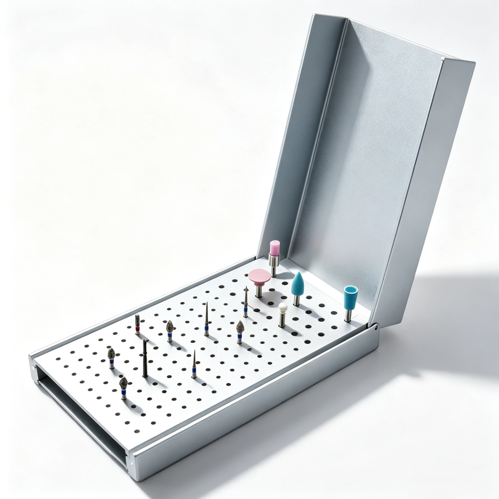 2pcs /set blue silver color Dental 152 Points Bur Holder Disinfection Case Cleaning Stand Autoclave Sterilizer For High/Low Speed Dental Burs