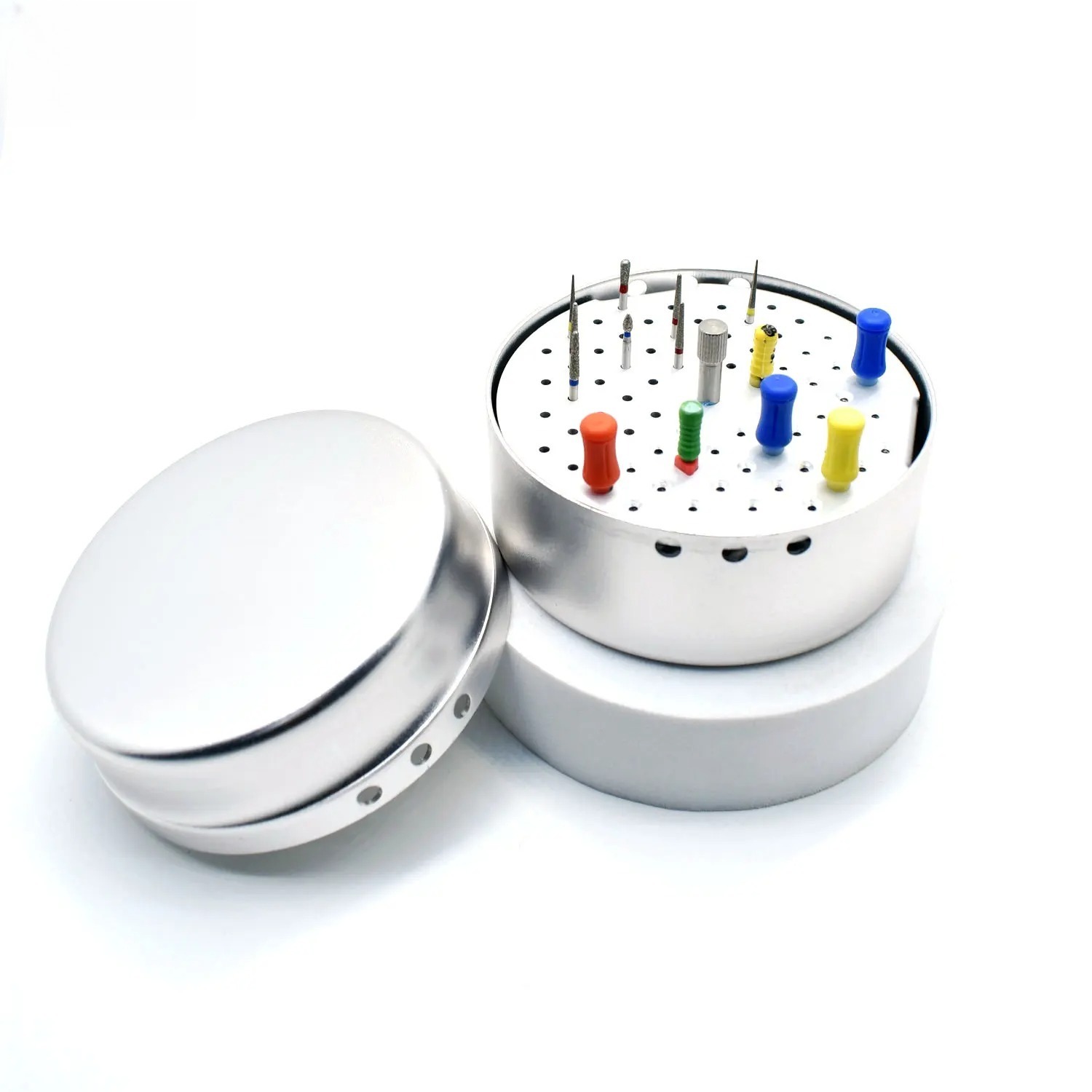 3PCS 72 Holes Aluminum Dental Disinfection Box Autoclave Sterilizer Case Burs Holder For Dentist Cleaning Stand Autoclave