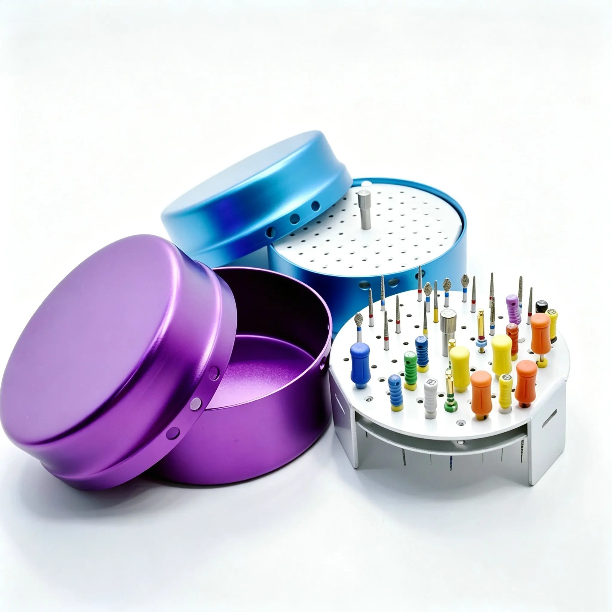 3PCS 72 Holes Aluminum Dental Disinfection Box Autoclave Sterilizer Case Burs Holder For Dentist Cleaning Stand Autoclave
