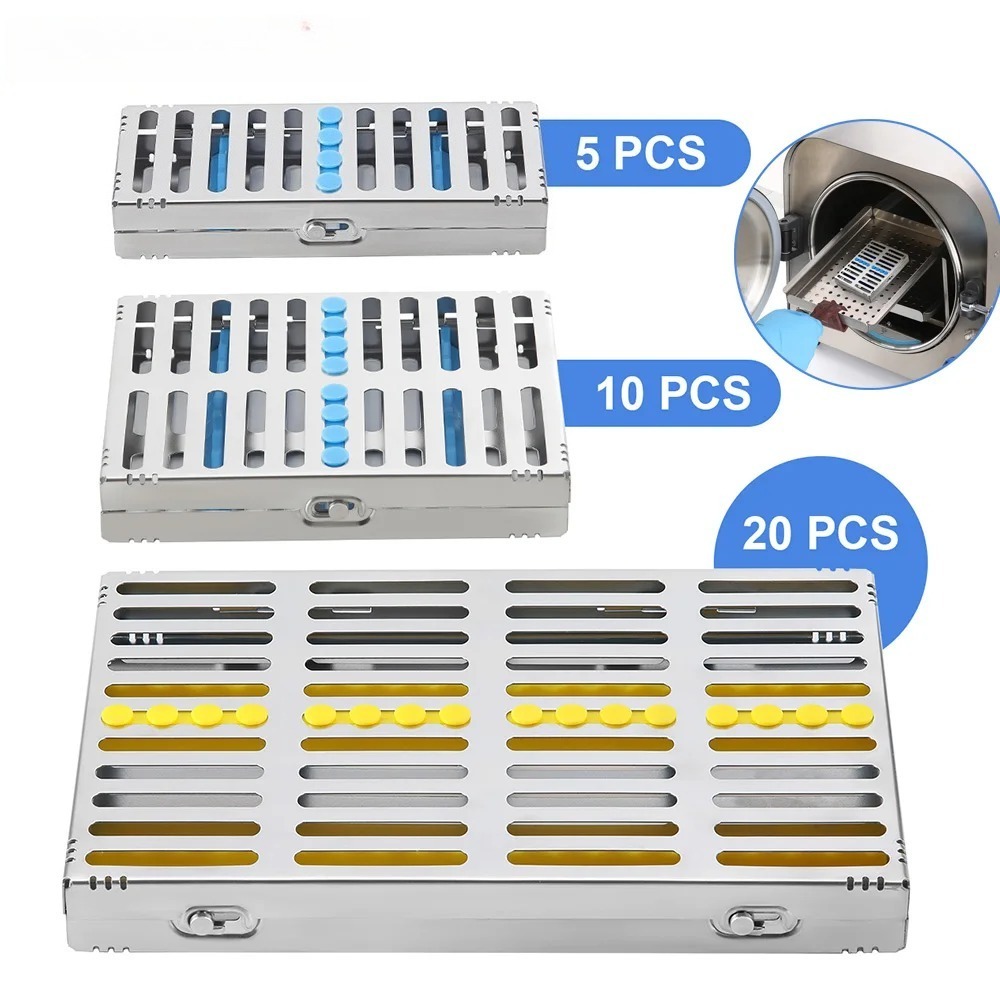 Dental Sterilization Rack Surgical Autoclavable Sterilization Box Dental Cassette File Burs Disinfection Tray Dental Instrument