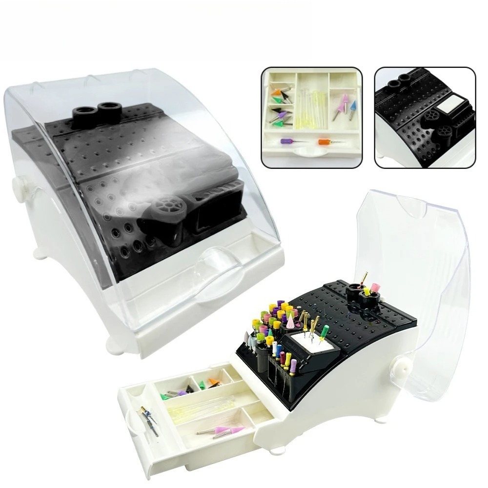 New Dental Bur Holder Disinfection Box Plastic Sterilizer Placement Case With Pull-Out Drawer Diamond Drills Stand Block Dentist