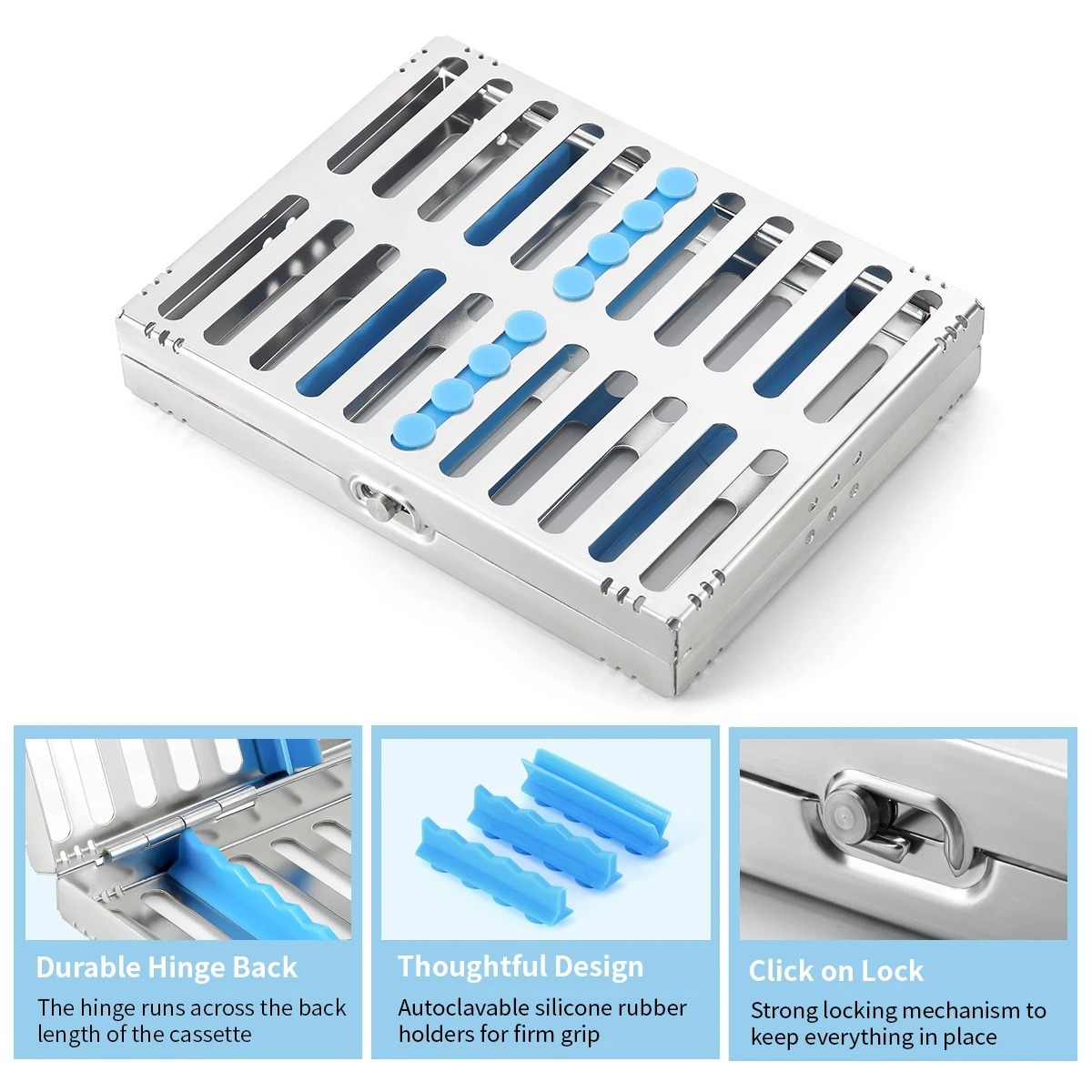 Dental Sterilization Rack Surgical Autoclavable Sterilization Box Dental Cassette File Burs Disinfection Tray Dental Instrument