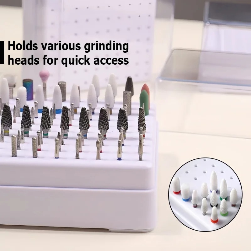 100-Bit Portable Storage Case for Nail Drill Bits Designed for Storing and Organizing Nail Drill Bits Features A Dust-proof Base