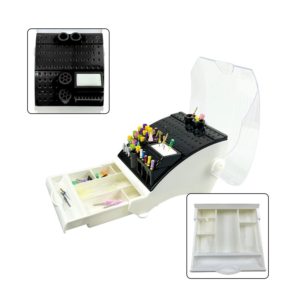 New Dental Bur Holder Disinfection Box Plastic Sterilizer Placement Case With Pull-Out Drawer Diamond Drills Stand Block Dentist