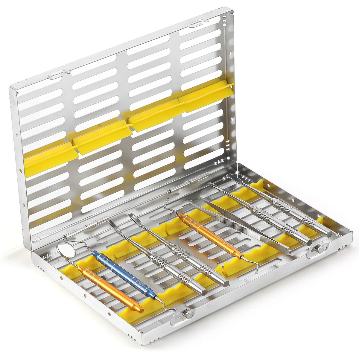Dental Sterilization Rack Surgical Autoclavable Sterilization Box Dental Cassette File Burs Disinfection Tray Dental Instrument