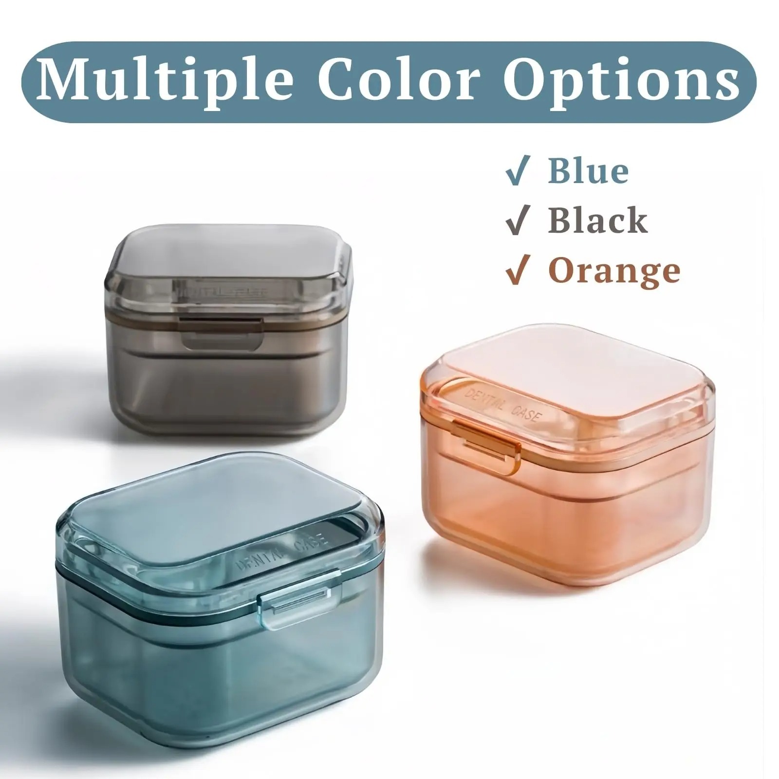 2PCSDenture Bath Case Leak-Proof Retainer Case Soaking Denture Box for Braces Mouth Guard Invisalign Retainer Holder Cleaner Cup