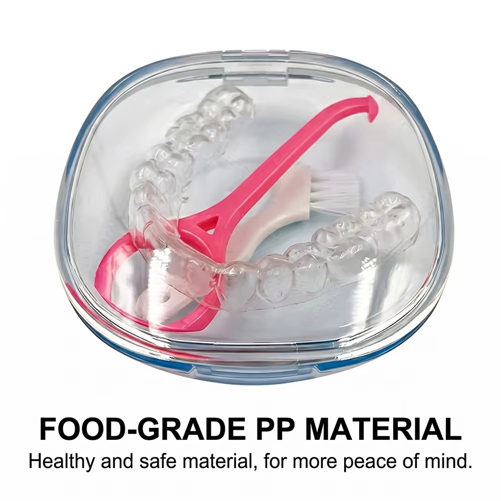 5PCS Transparent Hexagonal Retainer Case Portable Orthodontic Denture Storage Box Compact Snap Lock Lightweight 50g 8cm Daily Care