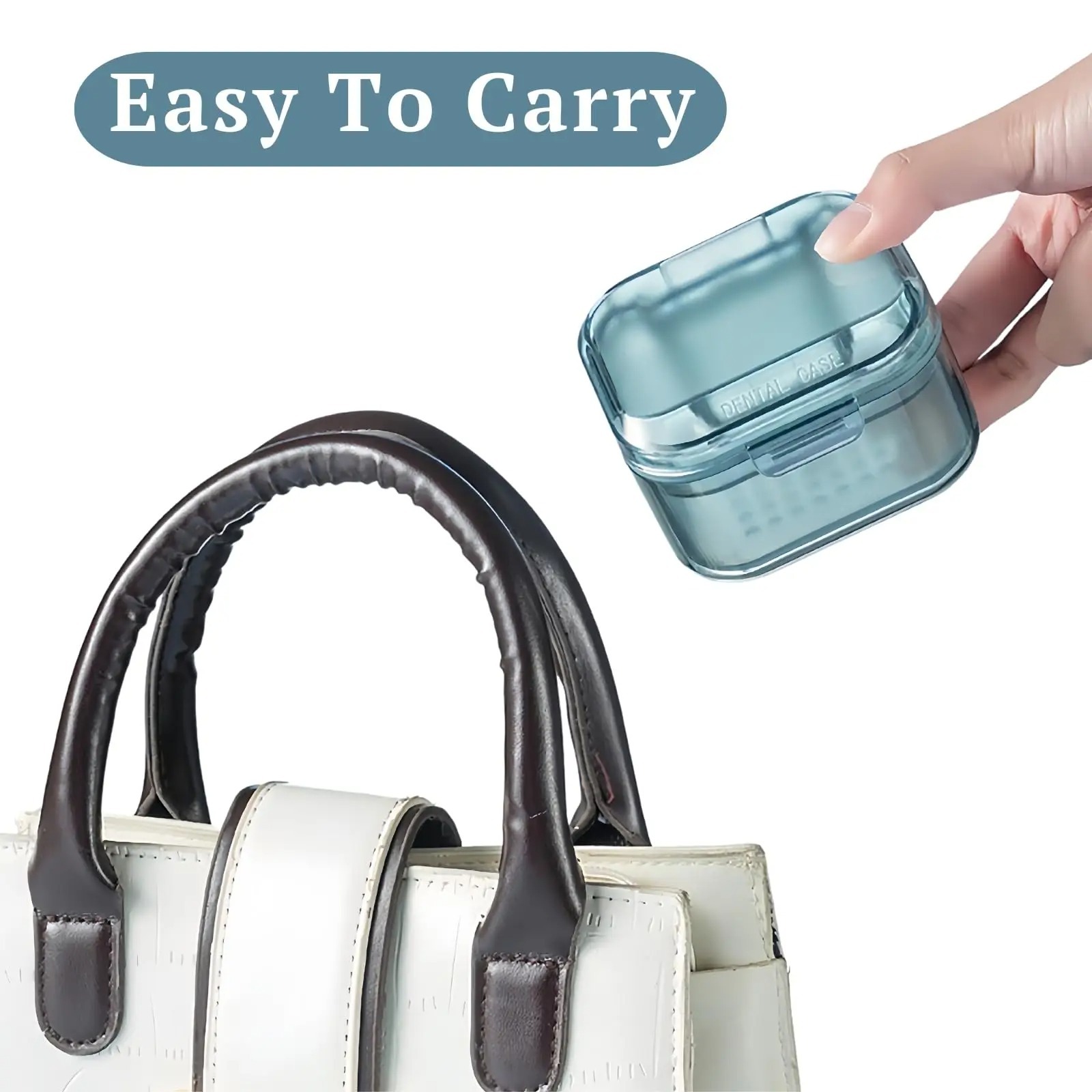 2PCSDenture Bath Case Leak-Proof Retainer Case Soaking Denture Box for Braces Mouth Guard Invisalign Retainer Holder Cleaner Cup
