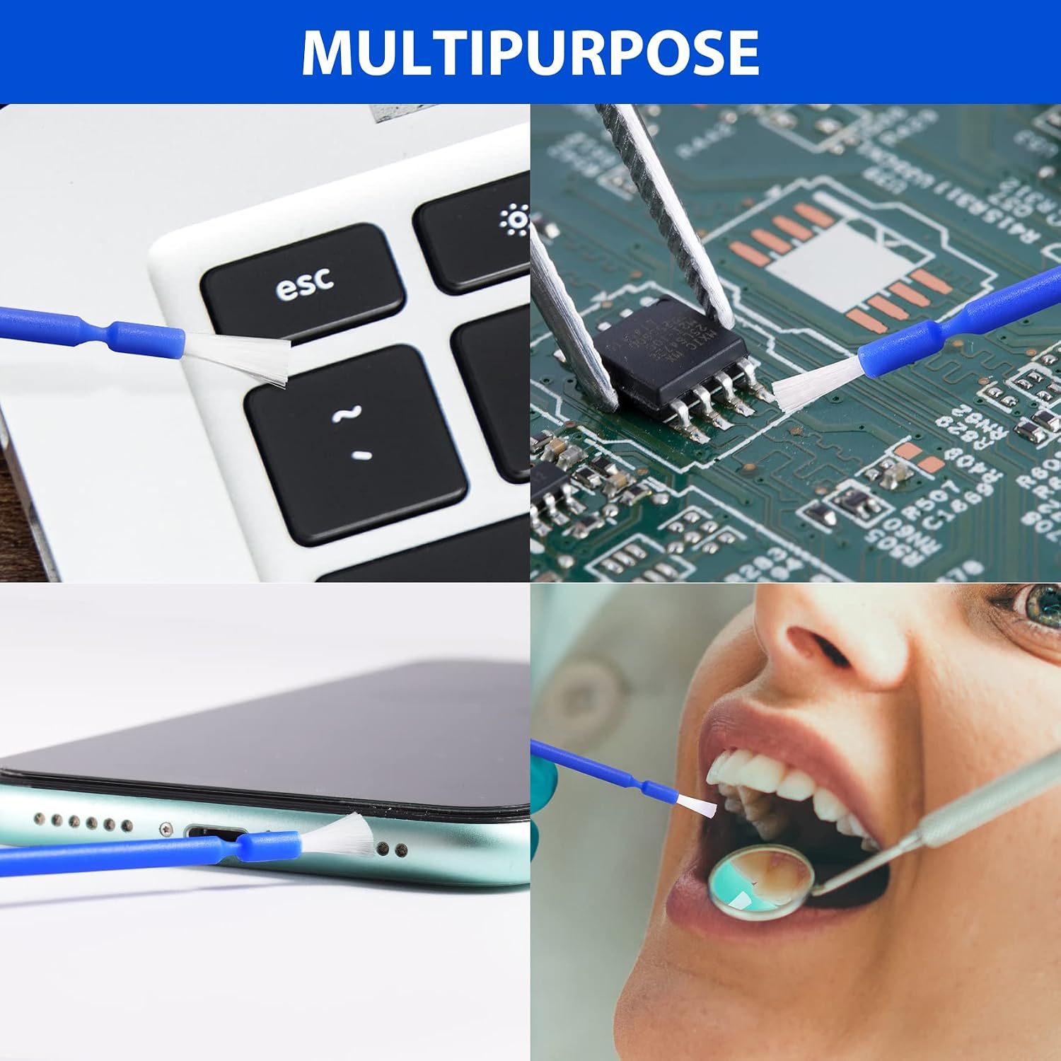 400 PCS Disposable Dental Micro Brushes Dental Applicator with Bendable Tips, Disposable Applicators Microbrush Blue Micro Swabs