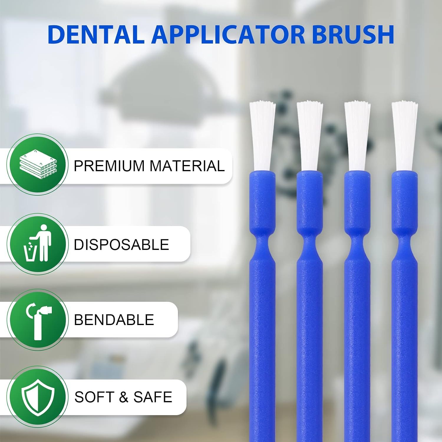 400 PCS Disposable Dental Micro Brushes Dental Applicator with Bendable Tips, Disposable Applicators Microbrush Blue Micro Swabs