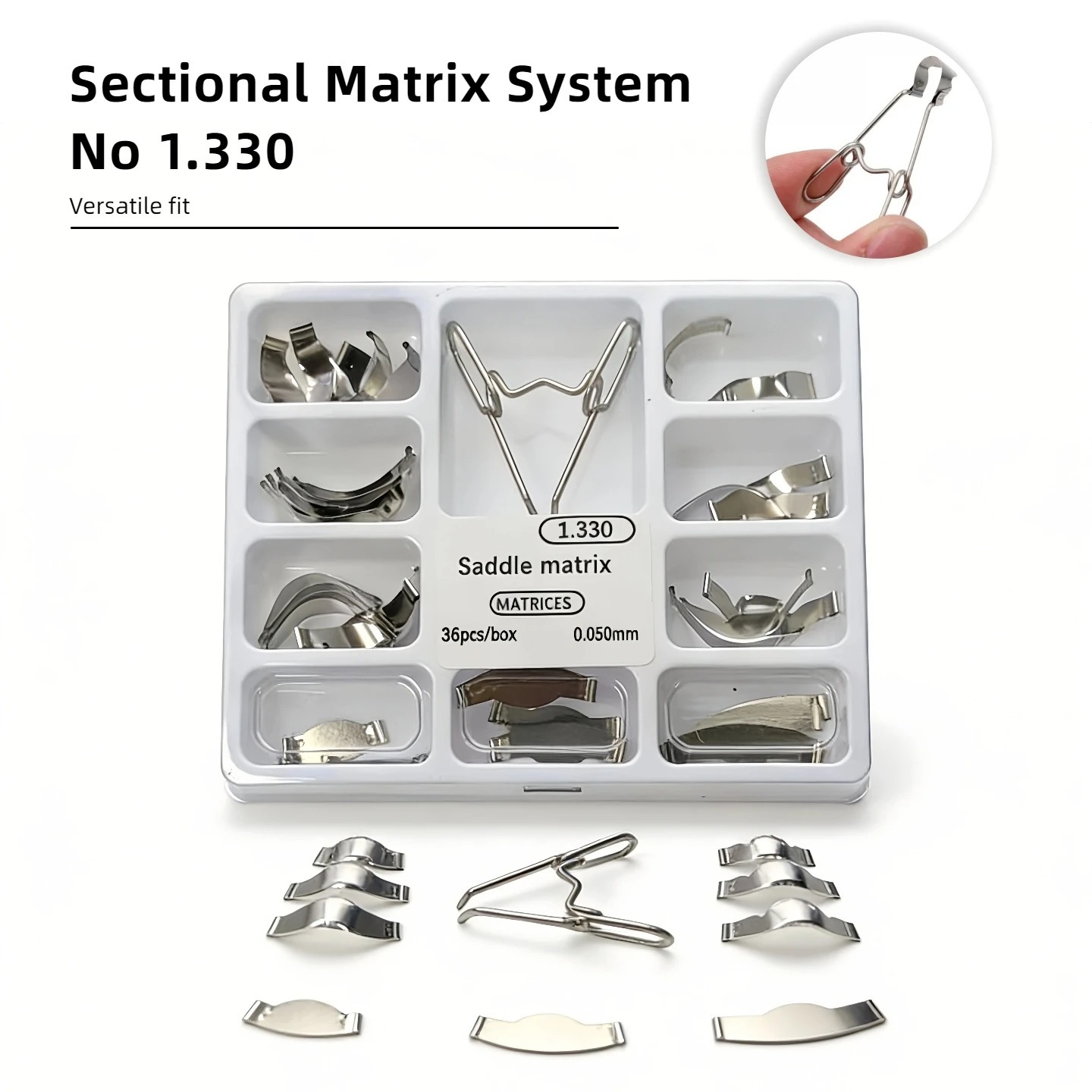 3box x 36Pcs Sectional Matrix System Band Resin Clamping/Separating Ring Shaped Sheet 1.330 with Springclip Care Tools