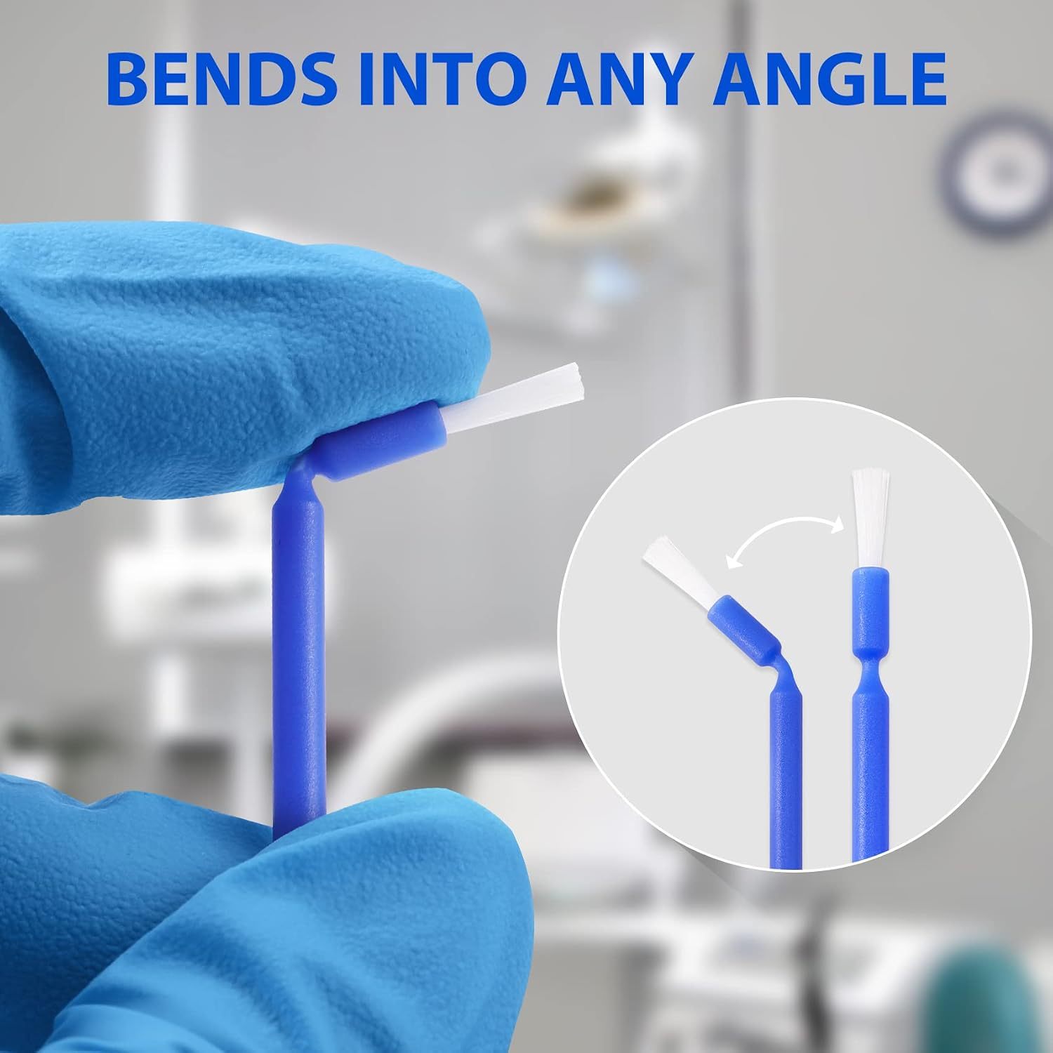 400 PCS Disposable Dental Micro Brushes Dental Applicator with Bendable Tips, Disposable Applicators Microbrush Blue Micro Swabs