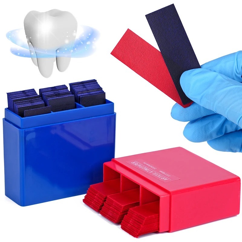 5set x300 Sheets Dental Bite Paper Disposable Dentist Blue/Red Double-Sided Bite Strip Oral Teeth Care Whitening Dentistry Material
