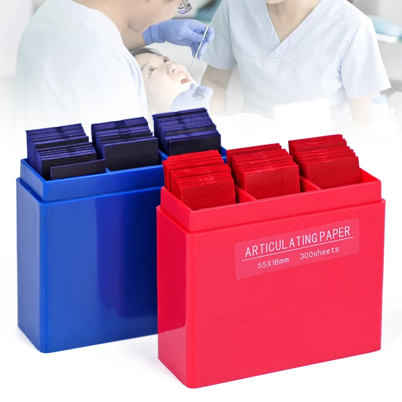 5set x300 Sheets Dental Bite Paper Disposable Dentist Blue/Red Double-Sided Bite Strip Oral Teeth Care Whitening Dentistry Material
