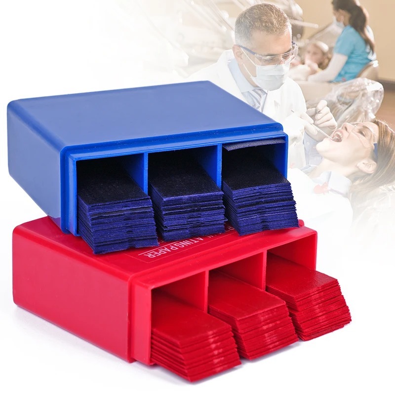 5set x300 Sheets Dental Bite Paper Disposable Dentist Blue/Red Double-Sided Bite Strip Oral Teeth Care Whitening Dentistry Material