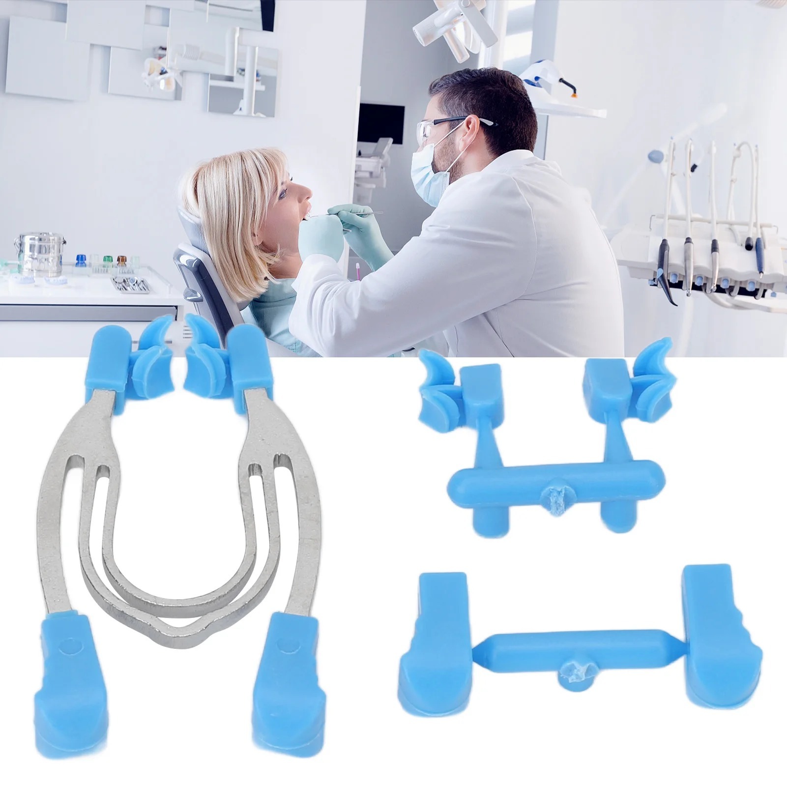 2PCS Dental Sectional Contoured Matrices Clip Set High Temperature Resistant Clamp for Hospital Teeth Dental Matrices Clamp