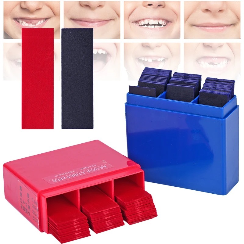 5set x300 Sheets Dental Bite Paper Disposable Dentist Blue/Red Double-Sided Bite Strip Oral Teeth Care Whitening Dentistry Material
