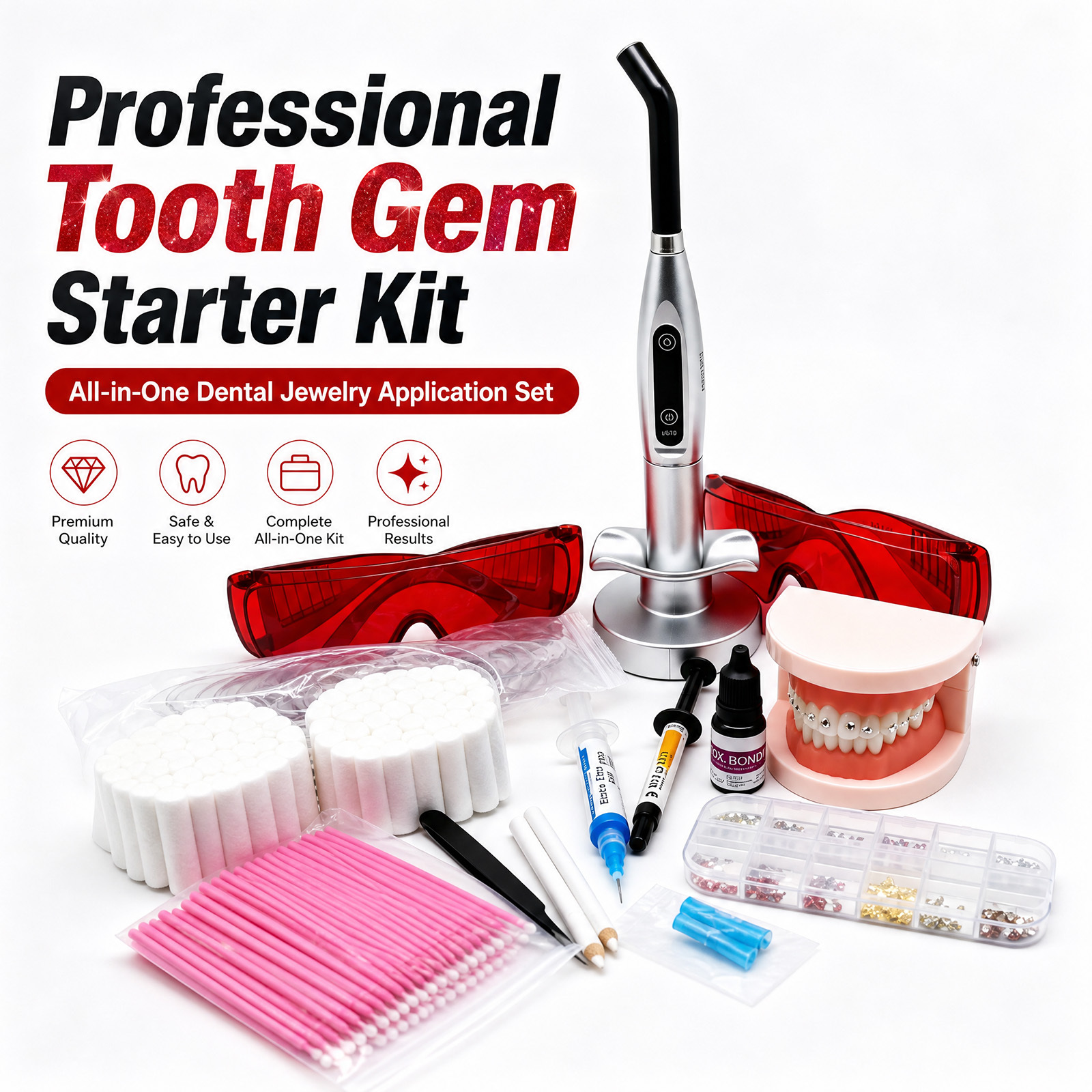 High Quality Tooth Gem Kit Professional with Curling Light