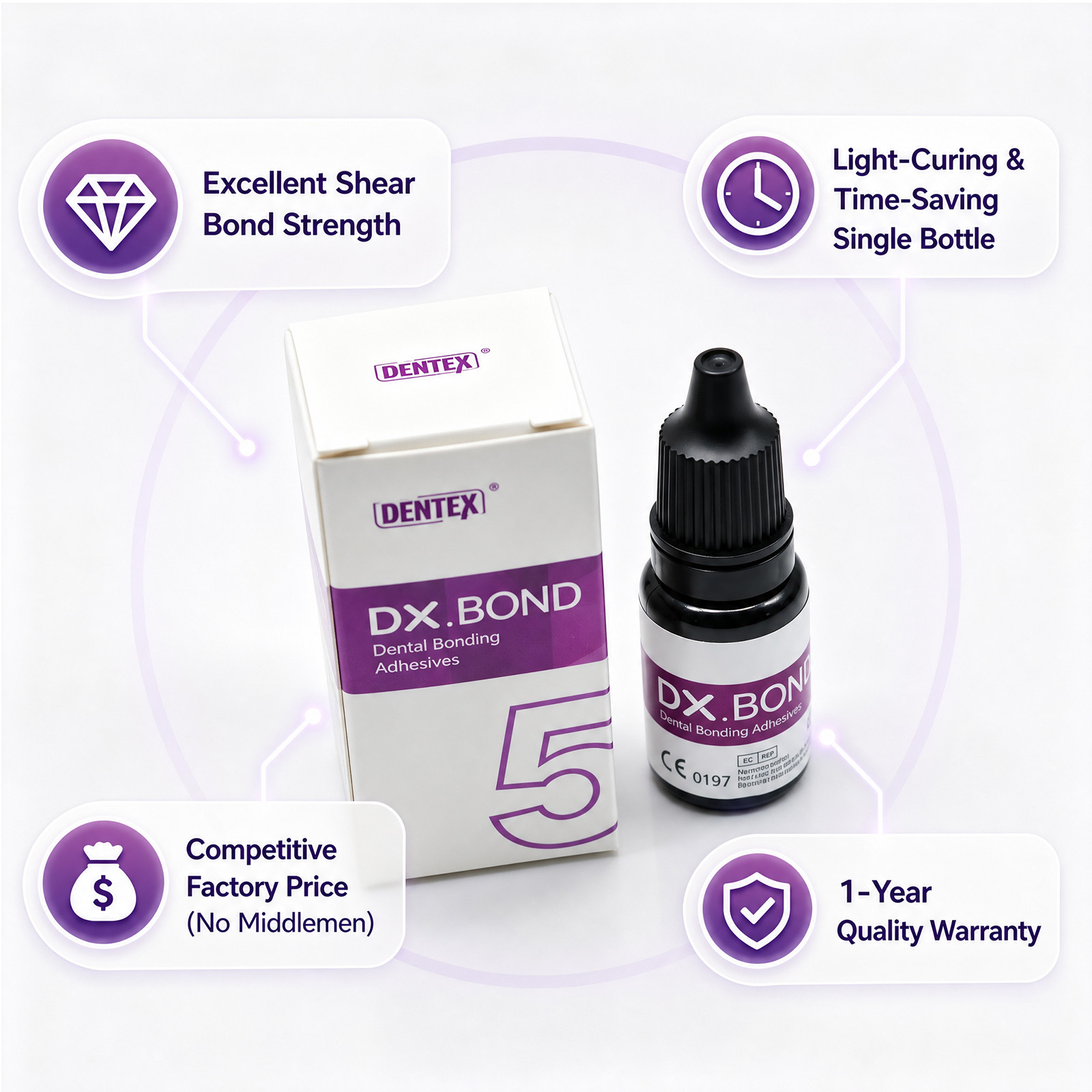 DX.BOND V Dental Adhesive, Bonding Agent for Composite, Porcelain, Metal and Other Restorations