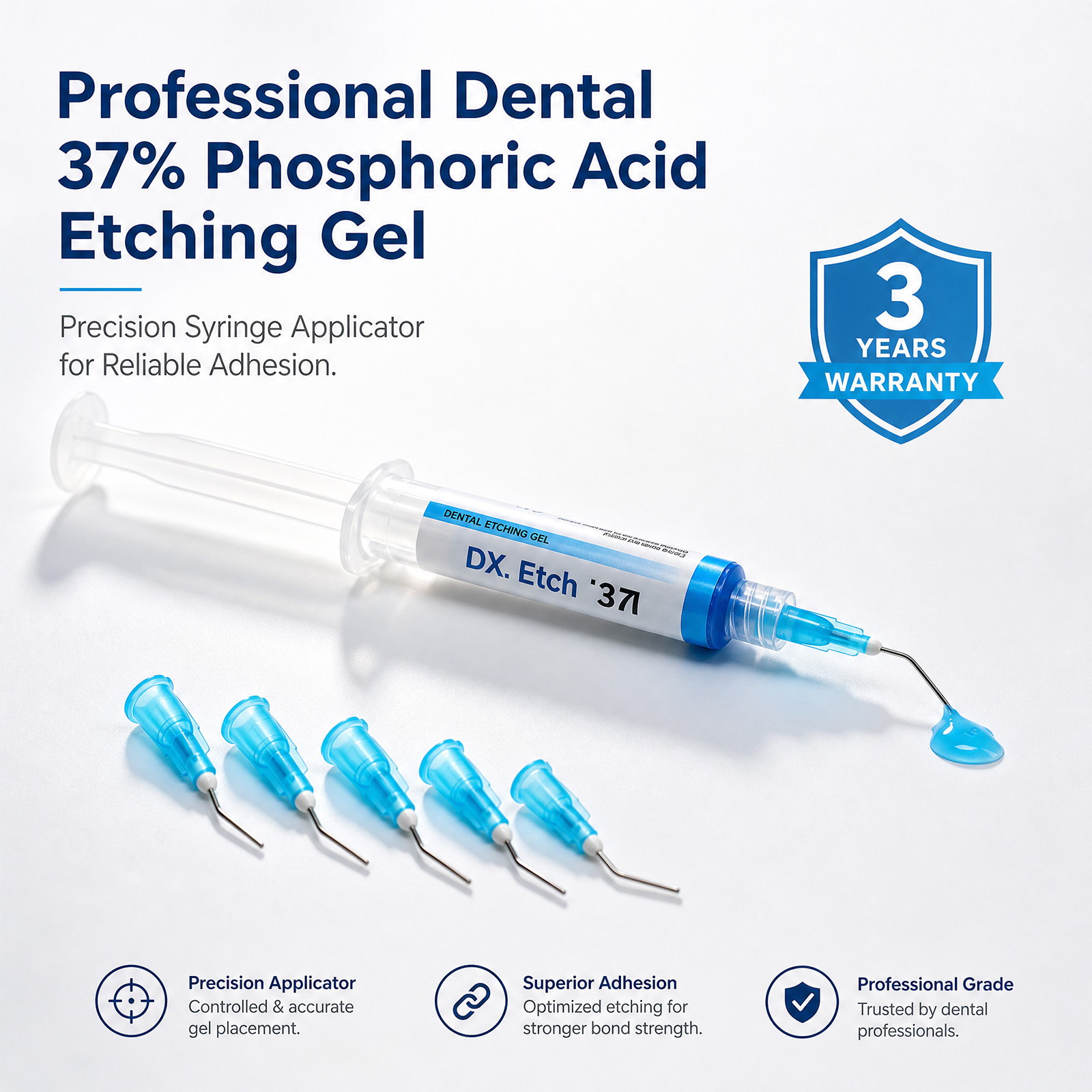 2PCS Mr.Den Dental Dentex Etching Gel Dentex Etchant 37% Phosphoric Acid Etching Agent Etch Dental