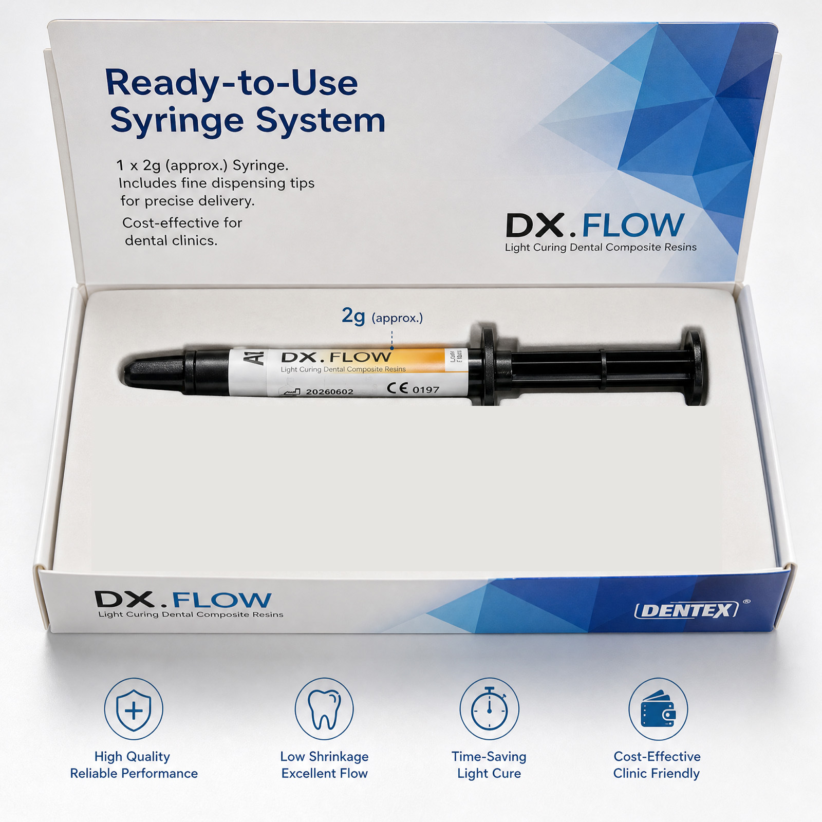 Hot Sale DX.FLOW Flowable Light Cure Dental Composite Resin with  Fluoride Release for Cavity Restoration (A1-A3.5)