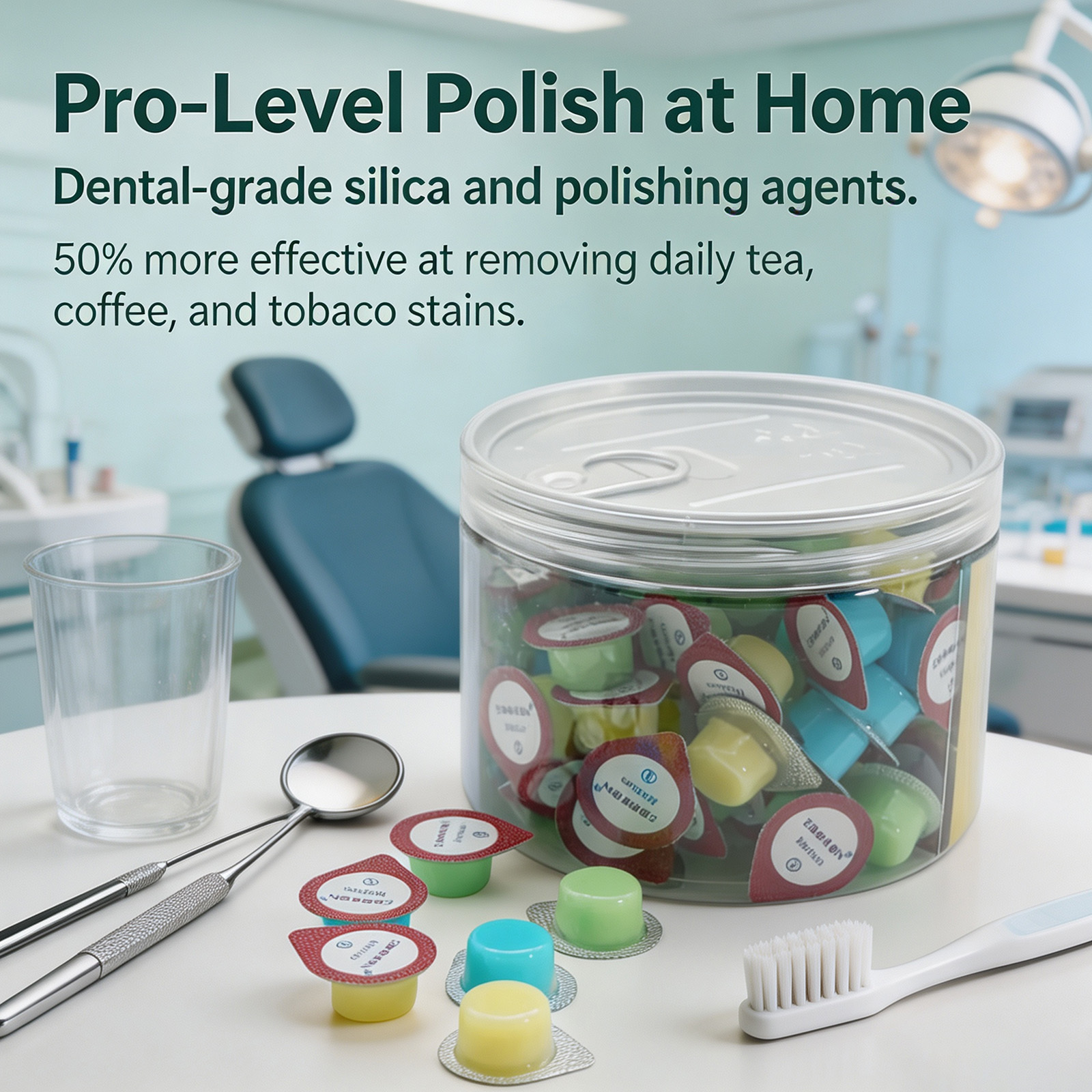 Natural Teeth Polishing Paste for Oral Care, 80 x 2g Prophy Cleaning Paste，Teeth Polishing Cream