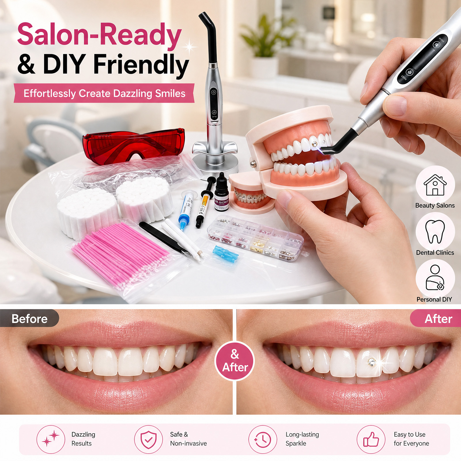High Quality Tooth Gem Kit Professional with Curling Light