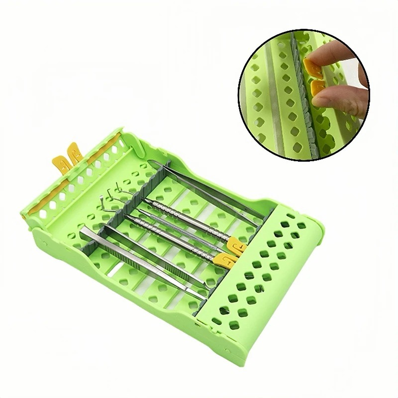 Autoclavable Dental Cassette Rack Dentistry Disinfection Instrument Box 10 Slots Sterilization Box Tay Holder for Filling Tools