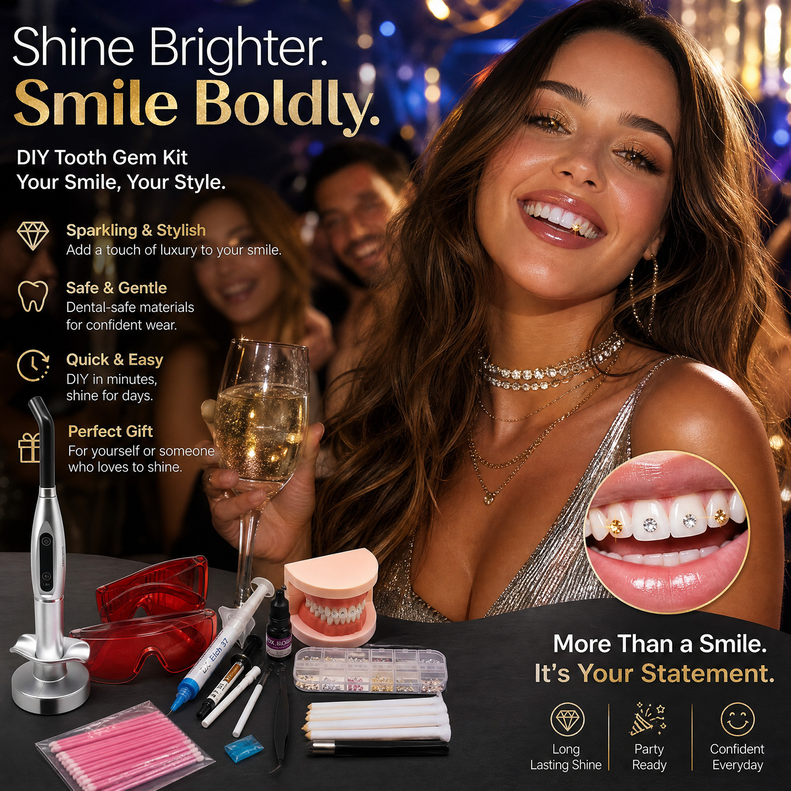 High Quality Tooth Gem Kit Professional with Curling Light