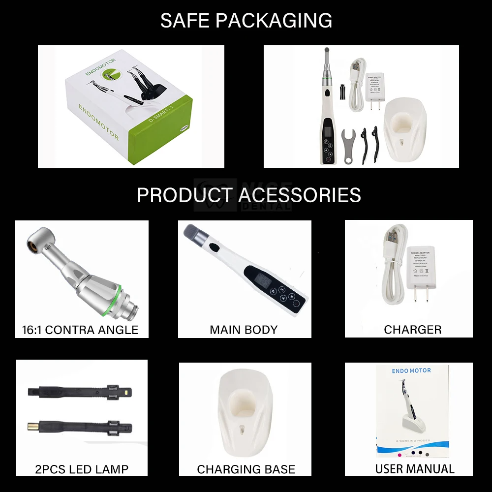 Dental Endo Motor Smart 6 Modes with LED 16:1 Contra Angle Low Speed Turbine Handpiece Dentistry Endodontic Instrument