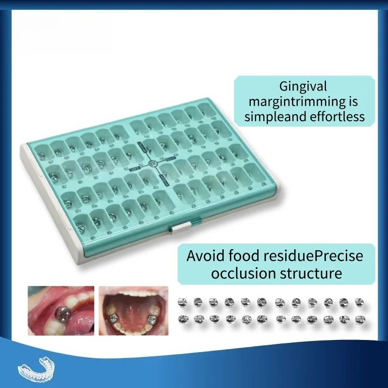 48Pcs/Set Children's Crowns Prefabricated Metal Crowns, Stainless Steel Temporary Crowns, Orthodontic Treatment Tools.