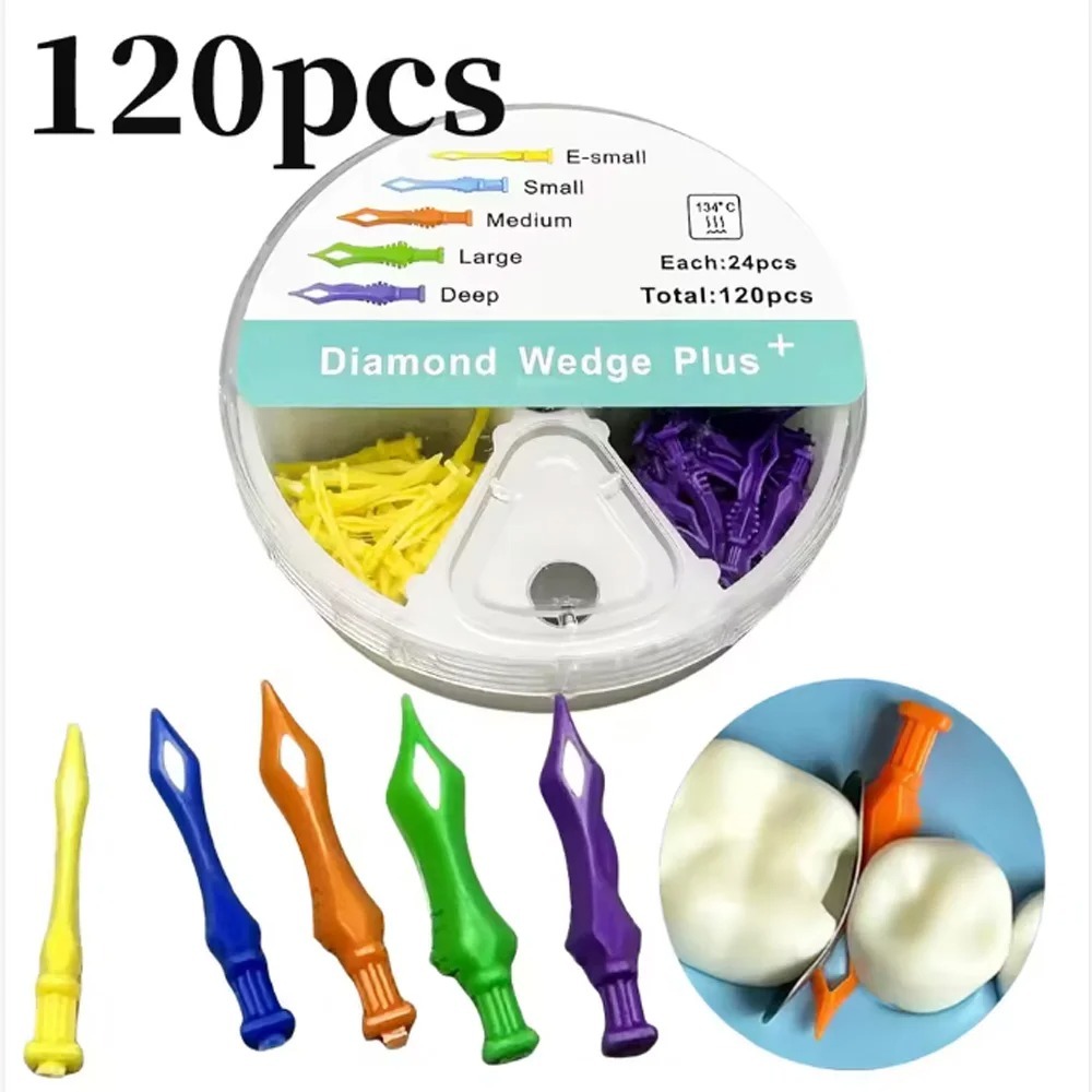 2 Box X120pcs per box Adaptive Diamond Surface Wedges for Posterior Teeth Matrix Band Placement and Class II Composite Cavity Restoration
