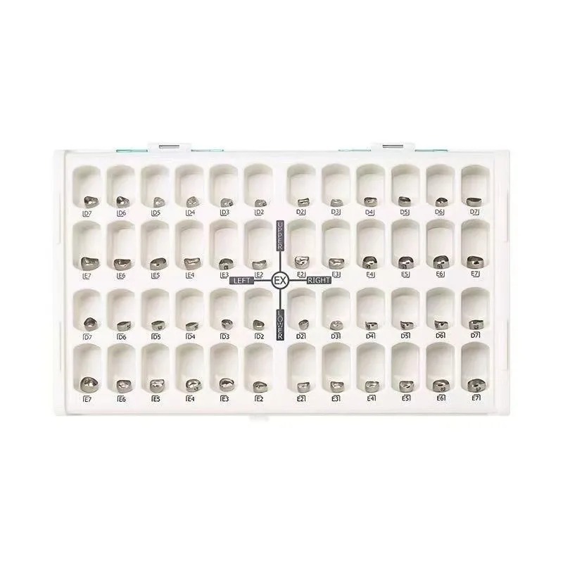 48Pcs/Set Children's Crowns Prefabricated Metal Crowns, Stainless Steel Temporary Crowns, Orthodontic Treatment Tools.