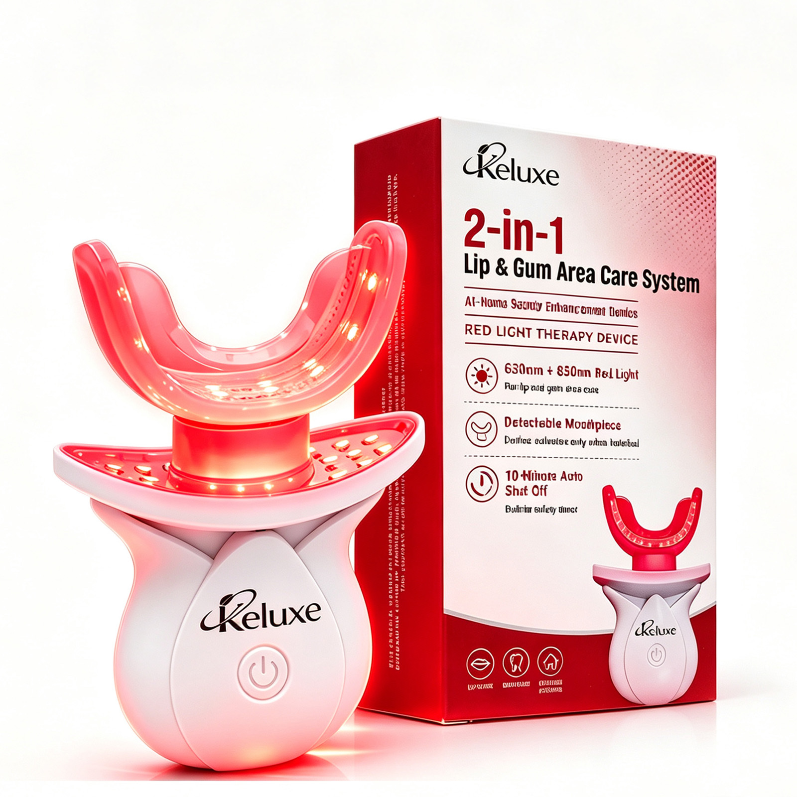 Red Light Therapy Lip for Lips &Teeth Gums 630& 850nm Near Infrared red Light Lip Plumper,Anti-Aging, Wrinkle Reduction | Fuller,More Vibrant Lips,Toothache Relief, Bleeding Gums, Gum Health