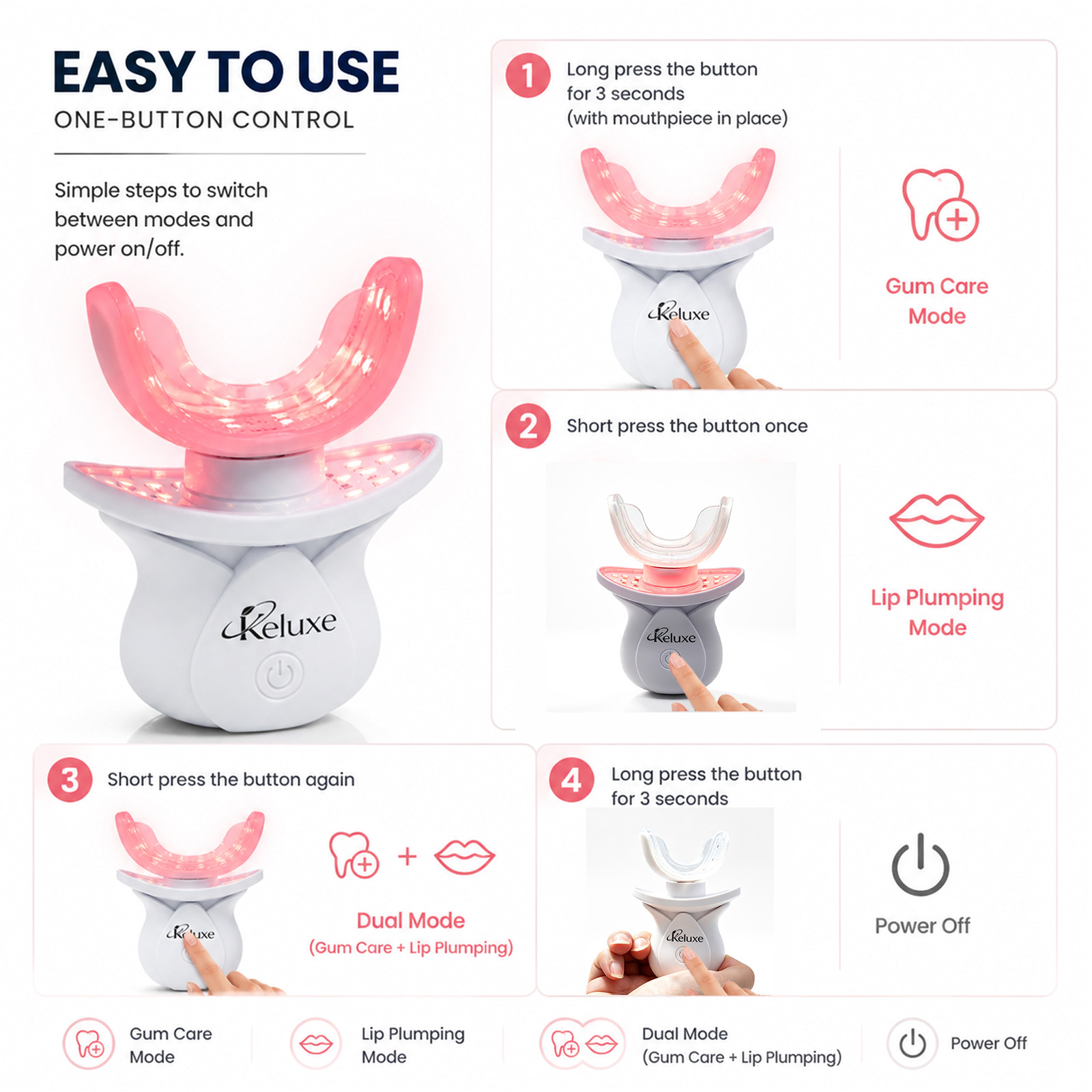 Red Light Therapy Lip for Lips &Teeth Gums 630& 850nm Near Infrared red Light Lip Plumper,Anti-Aging, Wrinkle Reduction | Fuller,More Vibrant Lips,Toothache Relief, Bleeding Gums, Gum Health