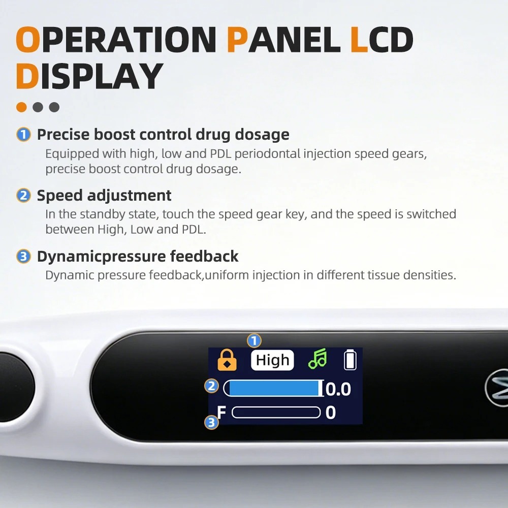 Dental Oral Anesthesia Injector Portable Painless Wireless Local Anesthesia with Operable LCD Display Chargeable & suction back