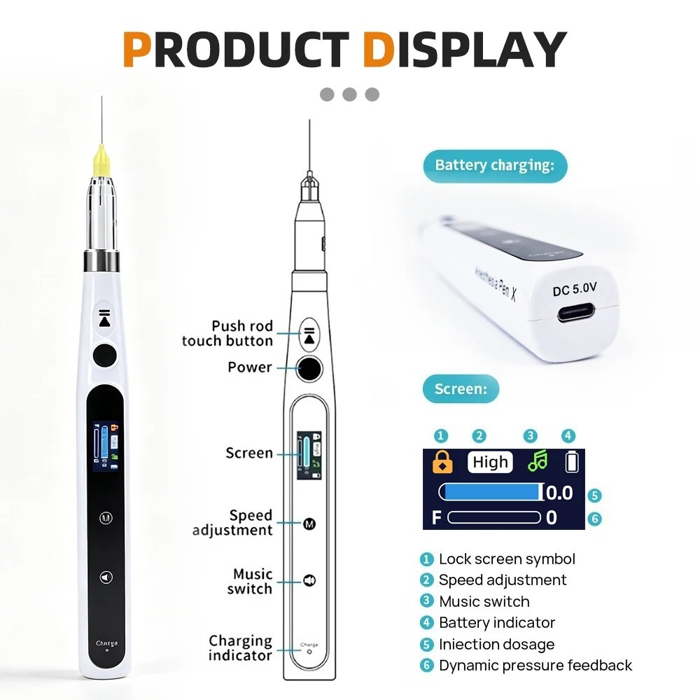 Dental Oral Anesthesia Injector Portable Painless Wireless Local Anesthesia with Operable LCD Display Chargeable & suction back