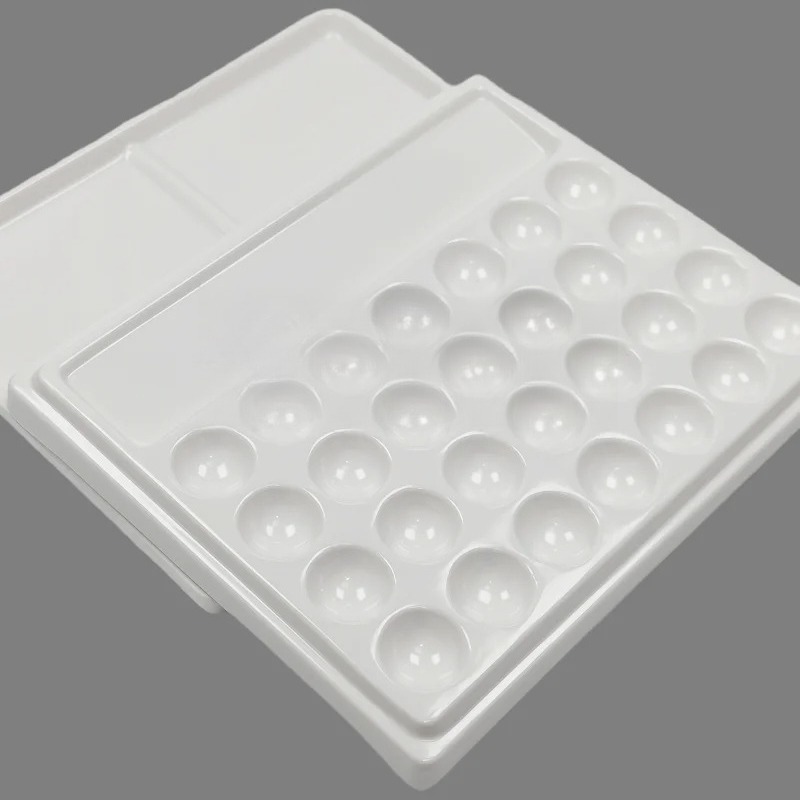28 Slot Imitation Ceramic Palette Dental Lab Equipment Porcelain Mixing Watering Moisturizing Plate Porcelain Brush Pen